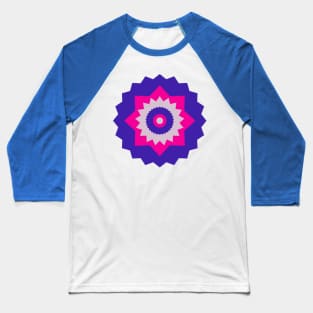 Boho Abstract Bright Pink and Blue Flower Baseball T-Shirt